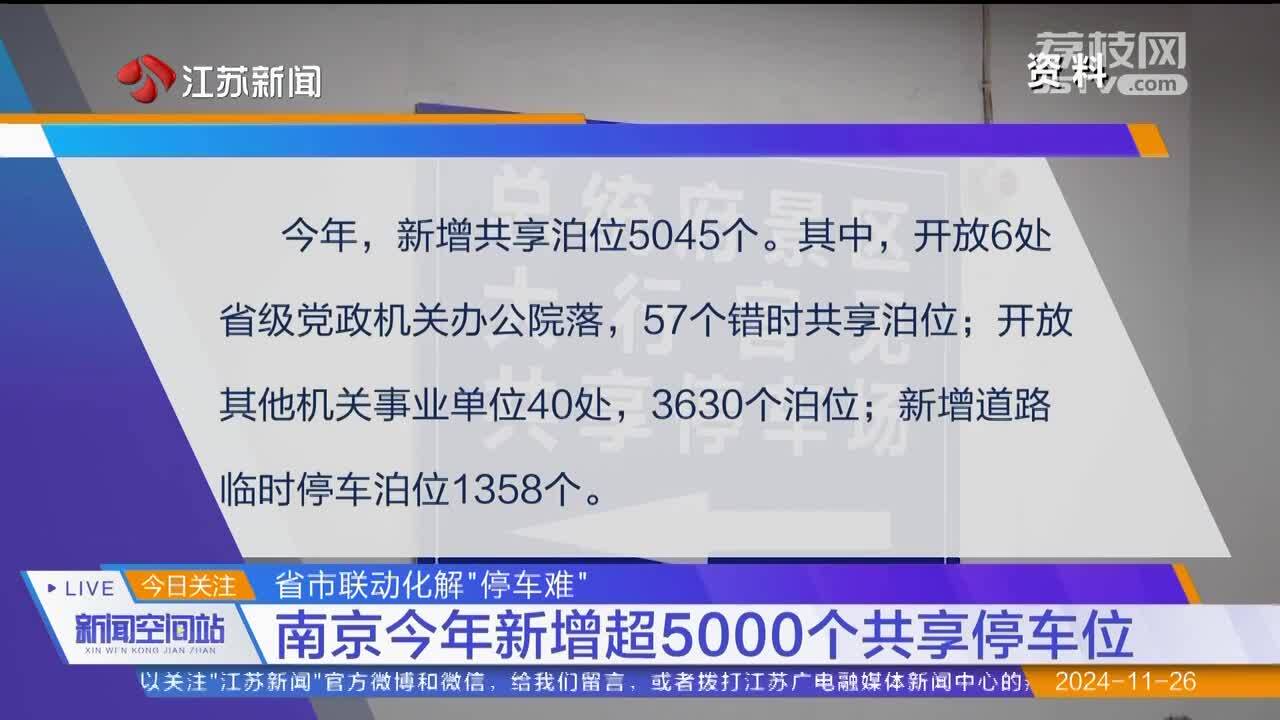 省市联动化解“停车难” 南京今年新增超5000个共享停车位